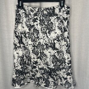 VINTAGE DRAMA SAMURAI GRAPHIC PRINT CHIFFON SKIRT